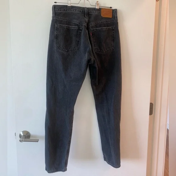 Levis 501 S High-Rise Grunge Button Fly Distressed Black Jeans W27 L28 - Picture 4 of 11